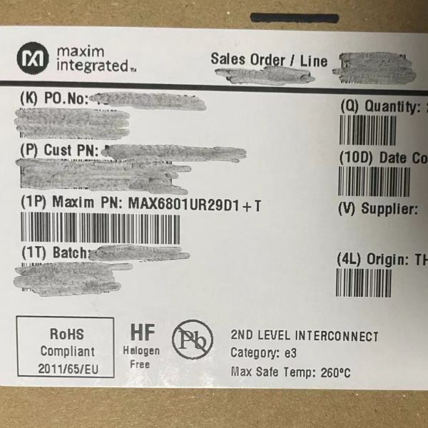 MAX6801UR29D1+T  Processor Supervisor 2.93V 1 Active Low Push Pull 3Pin SOT-23 T/R
