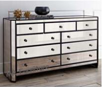 Modern Mirrored Sideboard Table , 9 Drawers Antique Mirrored Sideboard