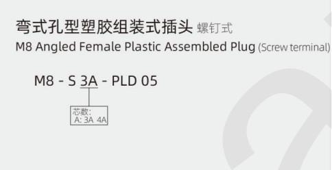 Impermeável M8 Ângulo Feminino Plug-Screw Terminal montado em plástico 3/4pin IP67 para exterior