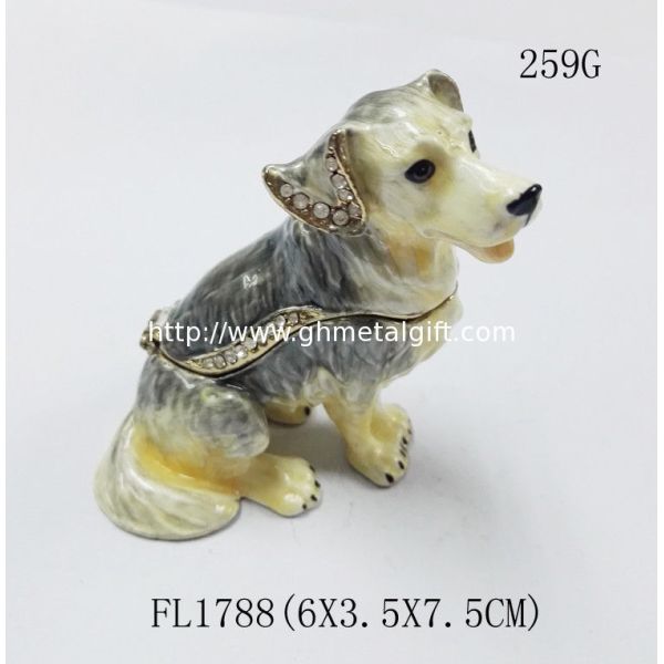 Dog alloy jewelry box decorative metal keepsake box fashion trinket box home decorative