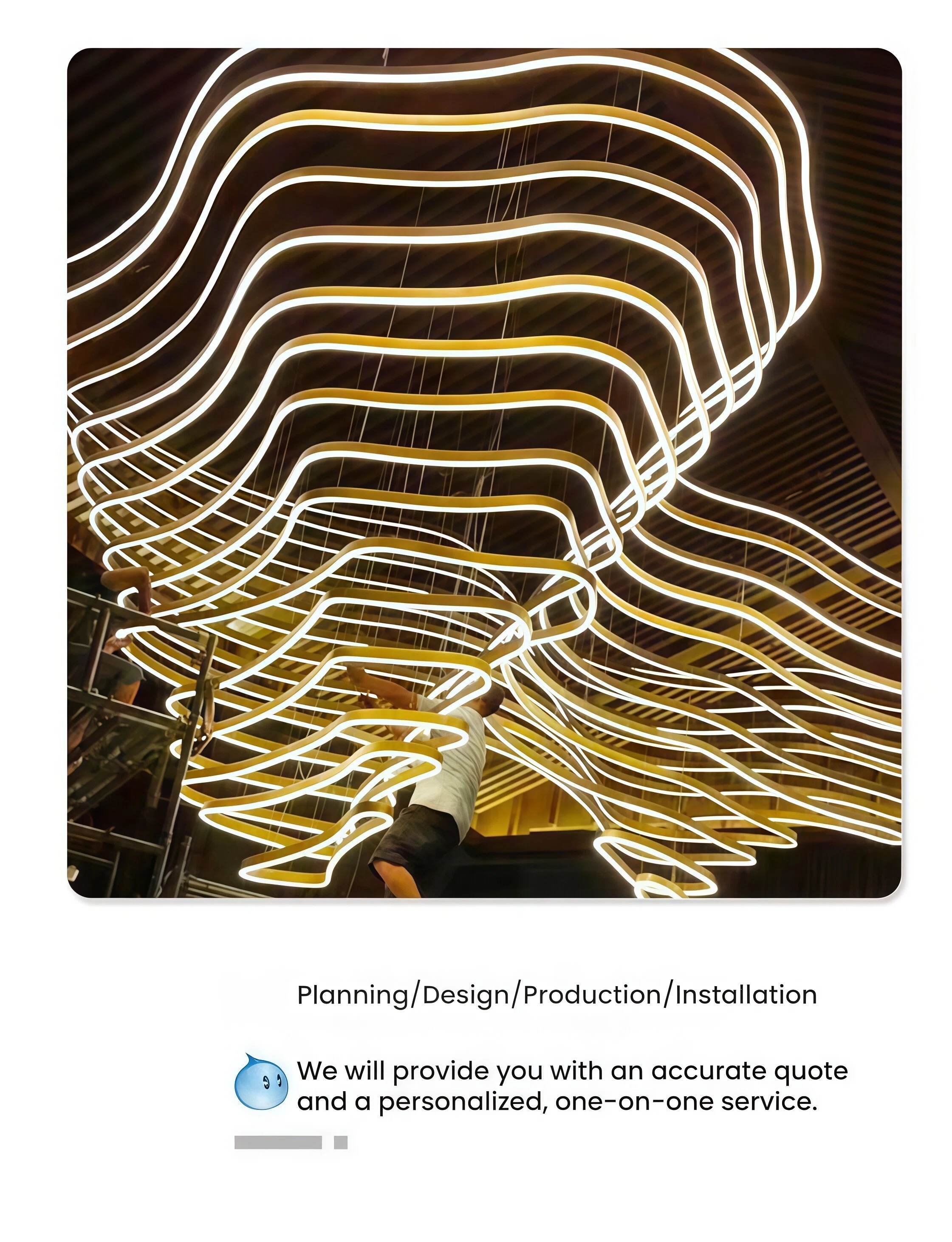 JYLIGHTING Modern Multi‑Layer Wave Steel Glass Pendant Light, Custom LED Art Ceiling Lamp for Mall Atrium, Lobby & Showroom Interior Projects