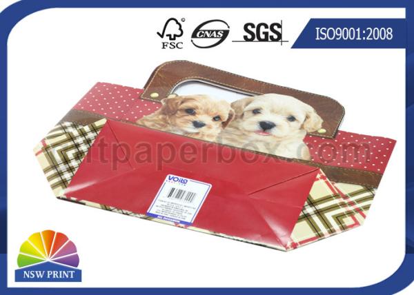 O costume cortou sacos de papel impressos bolsa do cão para o saco de empacotamento do presente do Natal