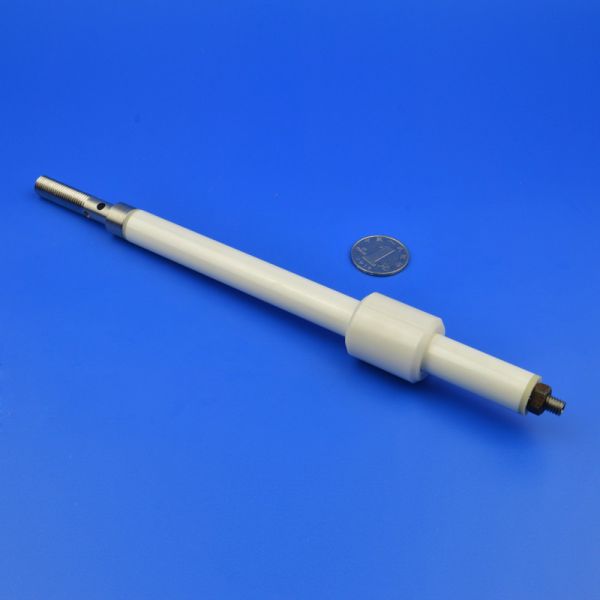 Custom Polished Ceramic Plunger Rod / Shaft with metal sleeve head