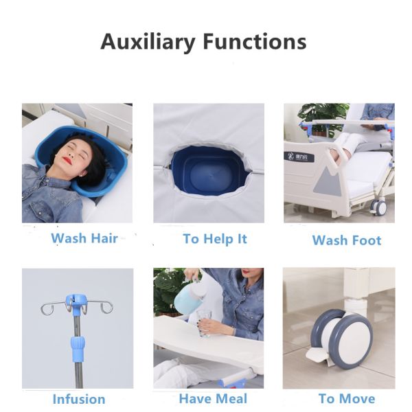 4 Castors Electric Hospital Bed With Turn Over Side Rails