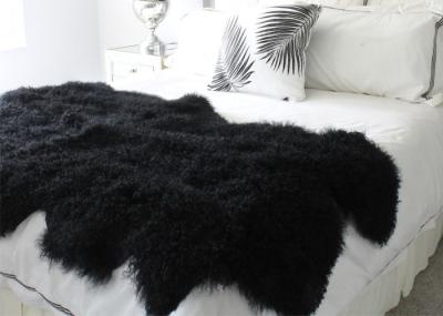 Tapete real lavável macio preto da pele de carneiro morno com pele completa grossa do cabelo longo