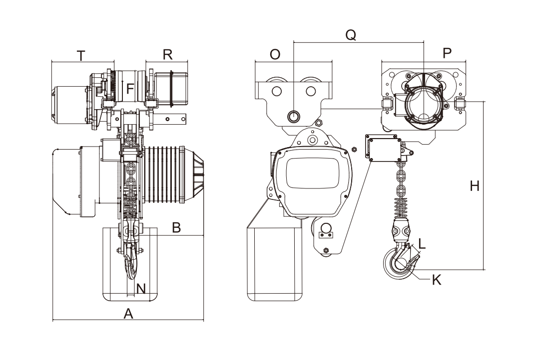 Low Headroom Electric Chain Hoist With Traveling Trolley Safe Operation