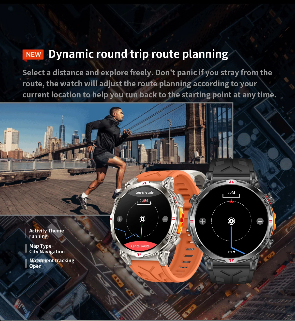KC93 GPS Smart Watch 1.56 Inch AMOLED Display 3ATM Waterproof Smartwatch