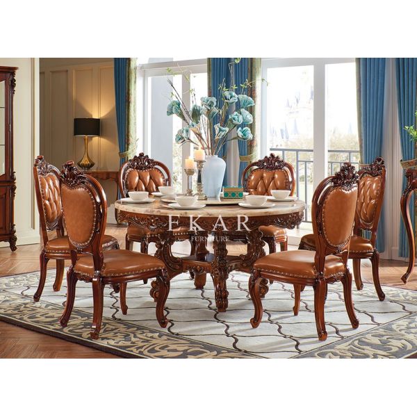 High Quality Solid Wood Upholstered Retro Leather Dining Chair