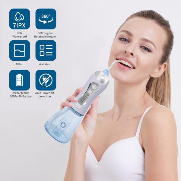 Oral Irrigator 300ML Rechargeable Travel Irrigation Cleaner IPX7 Waterproof Portable water flosser