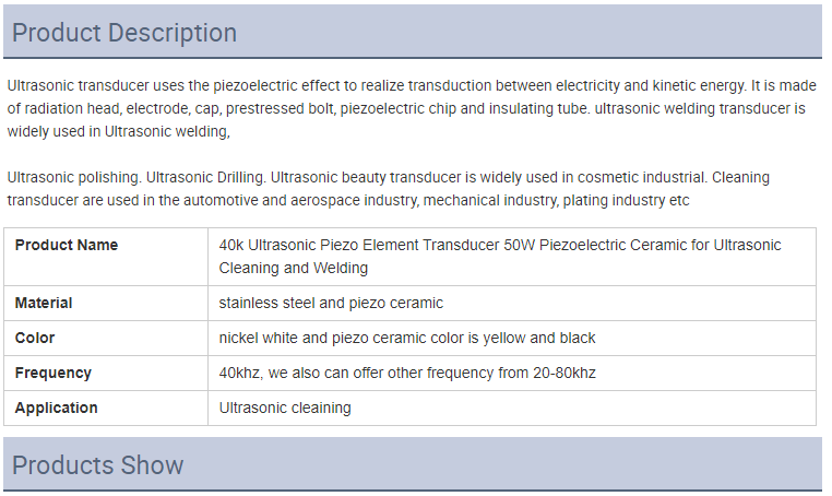 40k 50W Ceramic Ultrasonic Transducer For Piezo And Welding