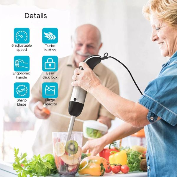 Mélangeur portatif tenu dans la main d'acier inoxydable 800W pour le ménage