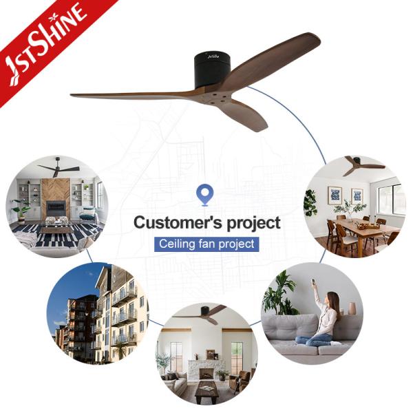 Commande à distance 1stshine 52 pouces lames en bois design à chaud DC ventilateur de plafond pour le refroidissement de l'air