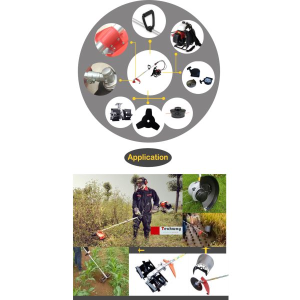 Gasoliine Backpack Brush Cutter , 43cc 260mm Width Garden Grass Cutter