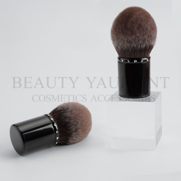 ISO14001 Alminum Handle Kabuki Cosmetic Brush Dome Shaped Makeup Brush