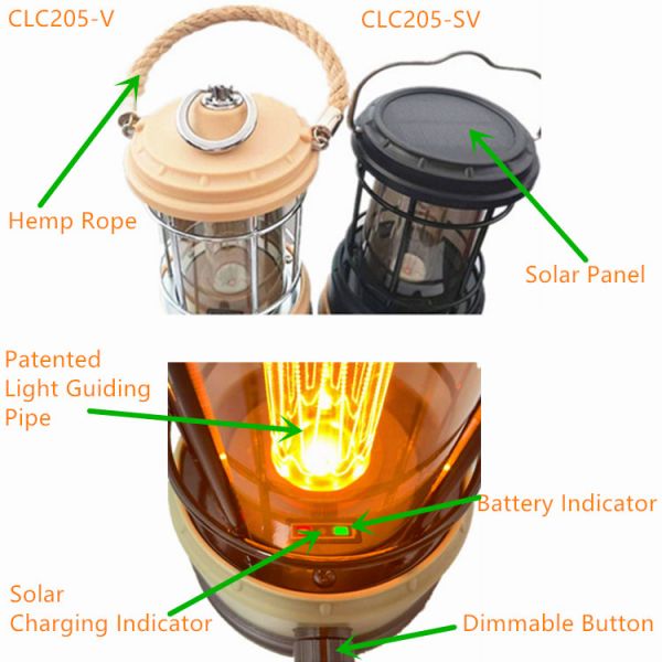 Warm White 200 Lumens Solar Powered Led Camping Lights Dimmable Indoor Outdoor