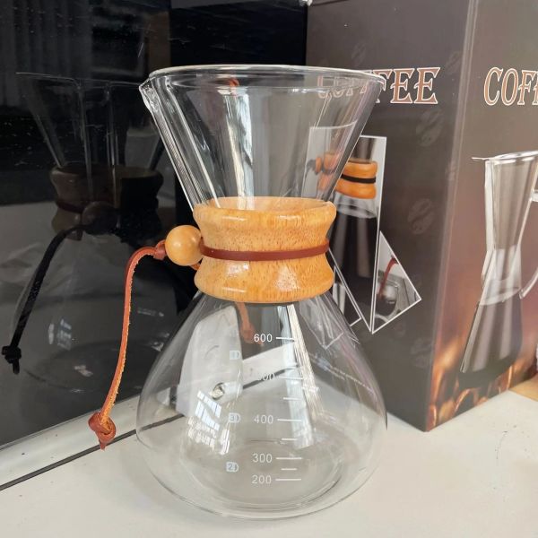 PS Plastic Glass Tea Pot with Funnel-Shaped Design and Portable Stainless Steel String