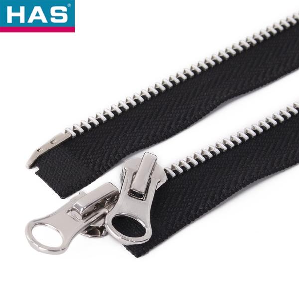 Garment Or Luggage Double-Ended Copper Metal Zipper With Auto-lock Slider 3 5 8 Type