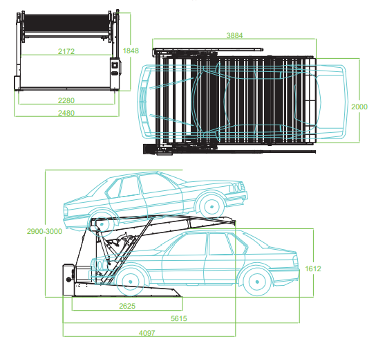 Small Spaces Tilt Parking 2000KG Car Stacker Pit