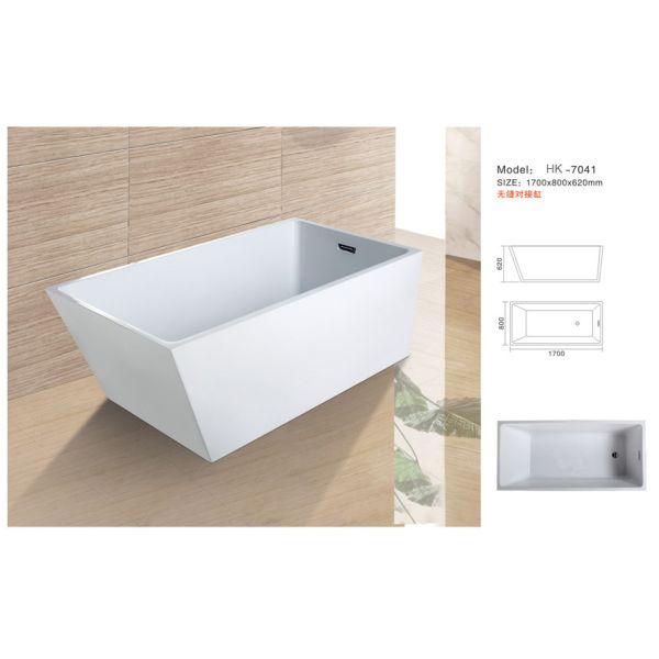Modern Bathtub,Acrylic bathtub white color,seamless Bathtub. HK-7046 Size:180X80X62CM