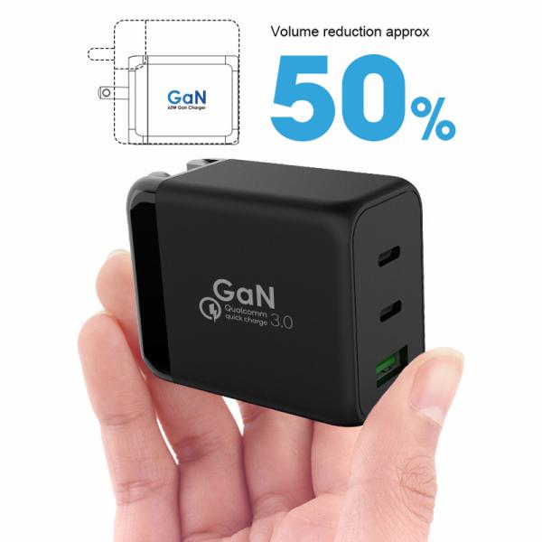 3 Port GaN USB Charger 65W USB C Wall Charger Adapter For MacBook