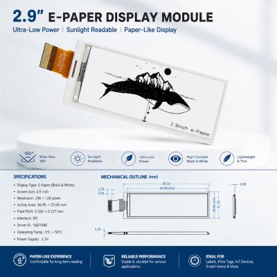 2.9" E Paper Display 2 Color Electronic Paper Displays 128x296 For Smart Labels