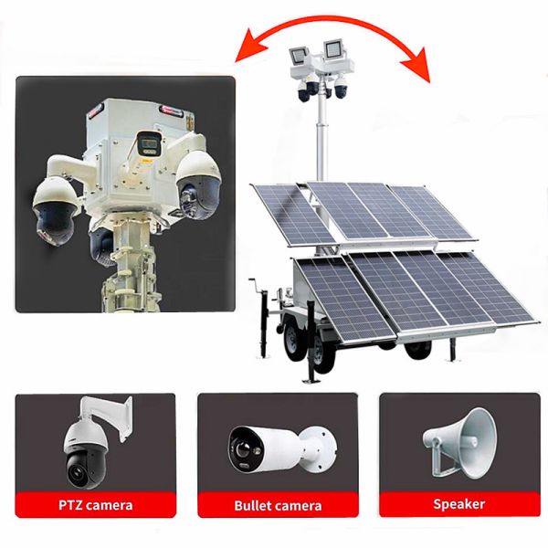 Affordable Solar Light Tower Parking Lots Security Solar Surveillance Tower LED Mobile Light Tower