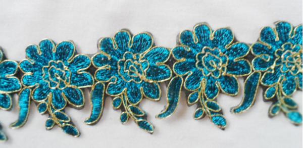 Gold Wire Embrodery Lace Edge with Cord Embroidery Lace Trim