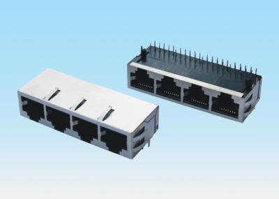 4 Ports 1000 Base-T Female RJ45 Jack Connector Assembly With Opening Downward