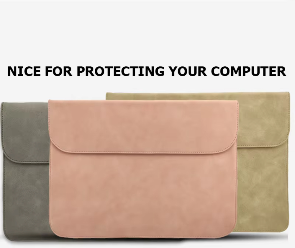For Laudtec 15.6 Inch Leather Laptop Sleeve Simple Waterproof Protective Case Magnetic Closure Customized Design Office Use Wholesale OEM/ODM/Private Label