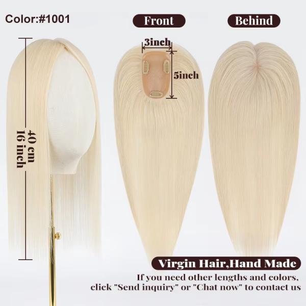16 Inch Silk Base Hair Topper 5X5 Light Brown Ombre European Hair Wigs Topper Custom Remy 100% Human Hair Topper for Women