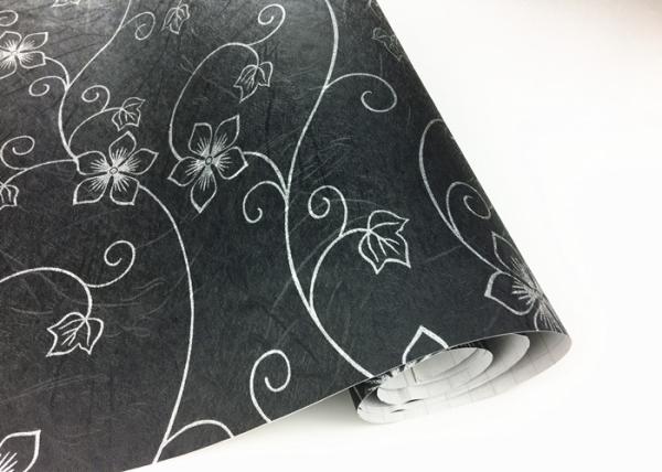 Vinyl PVC Floral Peel And Stick Wallpaper Adhesive Black Floral Wallpaper