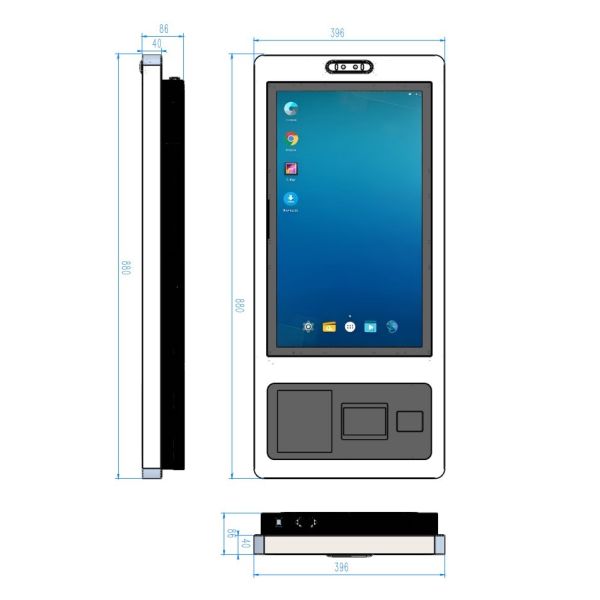 OEM Factory 23.6 Inches Windows Wall Mounted Smart Ordering Kiosk Customization Kiosk with POS Space
