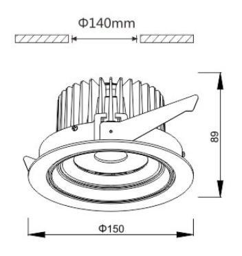 35W led cob down light 350° adjustable 0-10V / 1-10V dimmable white led ceiling down light