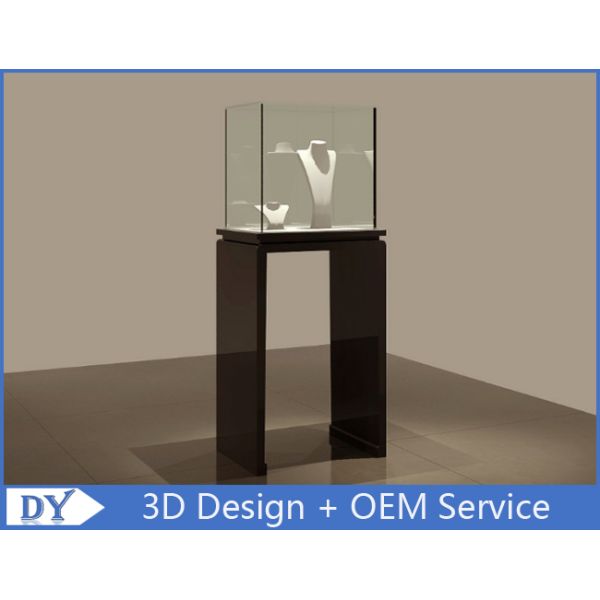 Se - mi Finished Black Glass Jewelry Display Case With Lights 450 X 450 X 1200MM