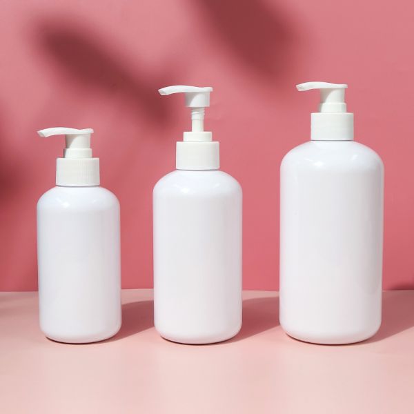 PET Custom Empty Lotion Serum Cylindrical 8oz 16oz 1000ml Plastic Shampoo Pump Bottle With Black Foam Pump