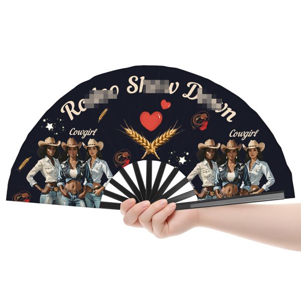 Personalized Boot on the Ground Clacking Hand Fans Cowgirl Large Rave Clack Bamboo Hand Fans