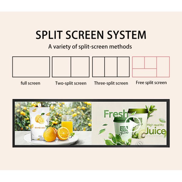 21 24 28 Inch Custom Stretched Bar LCD Display Ultra Wide Screen Advertising Player Digital Signage and Displays
