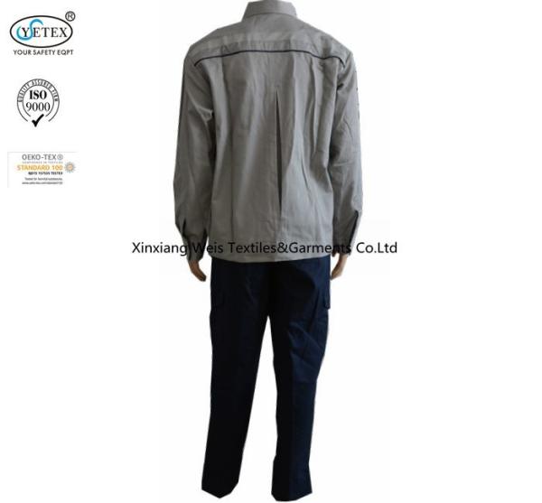 Cotton Grey Blue Fire Retardant Suit Jacket Pants Safety Protective Clothing