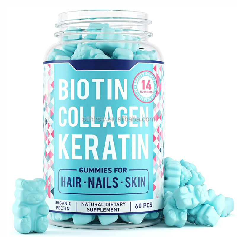 Women Vegan Private label Beauty Skin Care Hair & Skin & Nail Vitamin C Biotin Collagen Hyaluronic Acid Gummies