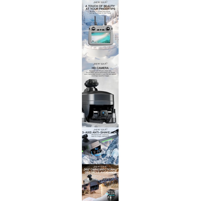 2025 New 193s Gps Drone 3-Axis Gimbal Eis Flight Long Range 3km Display Digital Remote Controller Real 4k