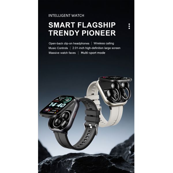 Sport Fitness Tracker SmartWatch D12 TWS 2 In 1 Smartwatch With Bluetooth Headset