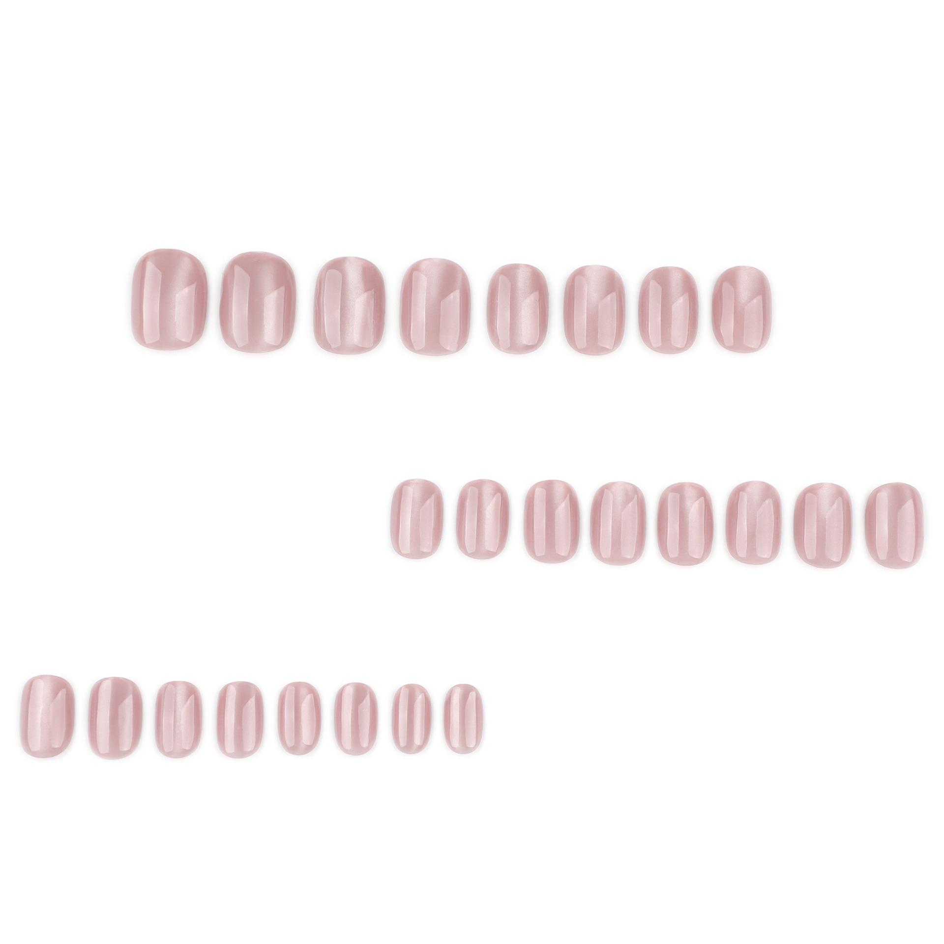 24Pcs Nude Cat Eyes Press On Nails OEM ODM Round Cat Eye Nails
