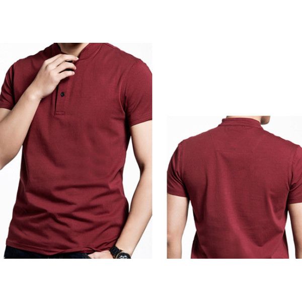 Standing collar Men's Cotton Polo Shirts Slim Fit Stitched , Customized Polo T Shirts