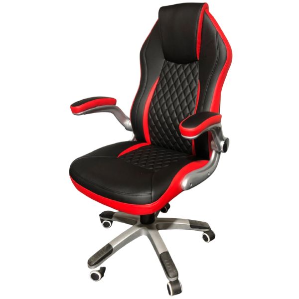 Ergonomic Gaming Chair,Red/Black PU, Flip-Up Armrests, 320mm Base, Tilt Mechanism