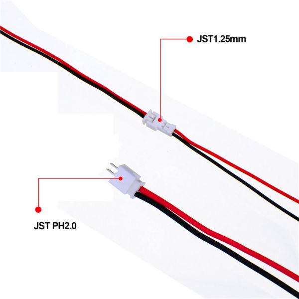 Ph2.0 Micro 2 Pin 24AWG Silicone Cable Male Female 100mm 150mm