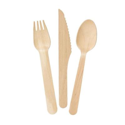 Custom Logo Fast Food Tableware Natural Color Wooden Cutlery Set for Restaurants