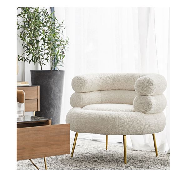 Simples silla de sofá de cabello de cordero con piernas de acero inoxidable perfecta adición a los muebles de la sala de estar de lujo y luz moderna