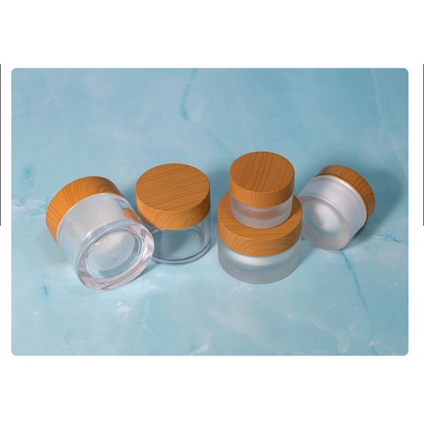 15g 30g Luxury Frosted Cosmetics Packaging Plastic Round Bamboo Body Butters Cream Cosmetic Jar with Customized Logo