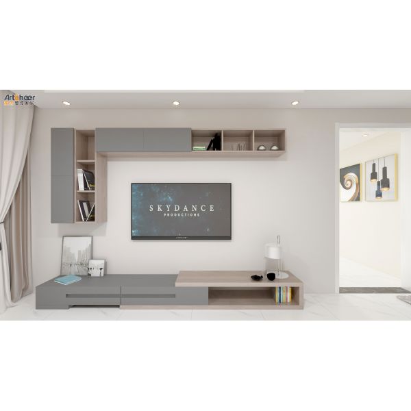 Modern Adjustable Height TV Cabinet with Customized Size and Eco Friendly Material