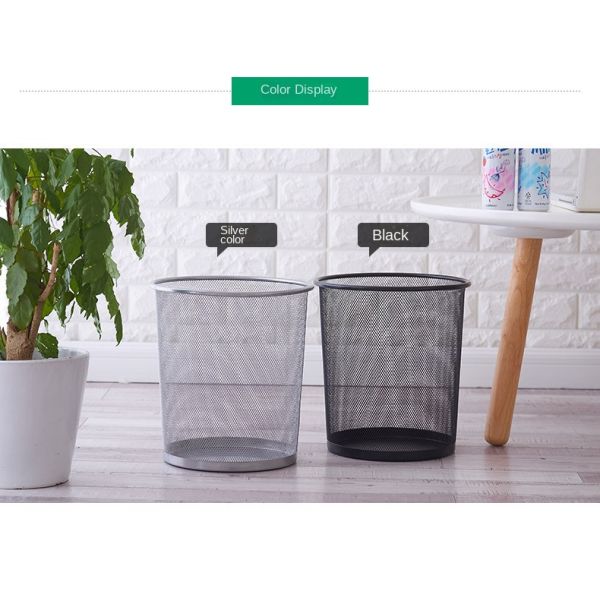 Large Home Office Kitchen Bathroom Waste Bin Barbed Wire Uncovered Paper Basket Metal Iron Trash Can